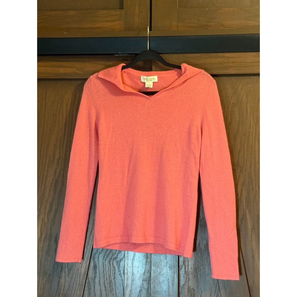 Peck & Peck Women's Sweater Pink Collared Long Sleeve 100% Cashmere Sz M EUCS